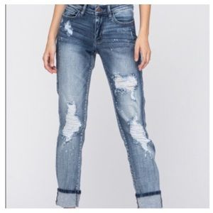 Judy Blue Boyfriend Denim Bleach Spatter-GUC (size 9/29- very stretchy).